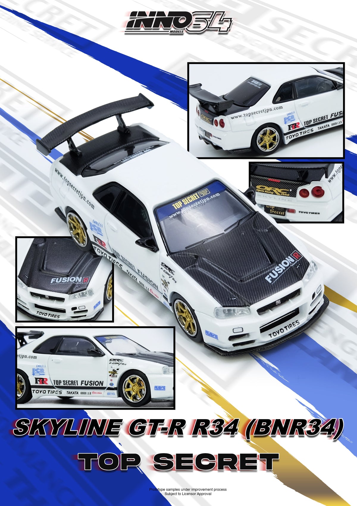 Inno64 1:64 TOP SECRET R34 GT-R White IN64-R34TS-WHI