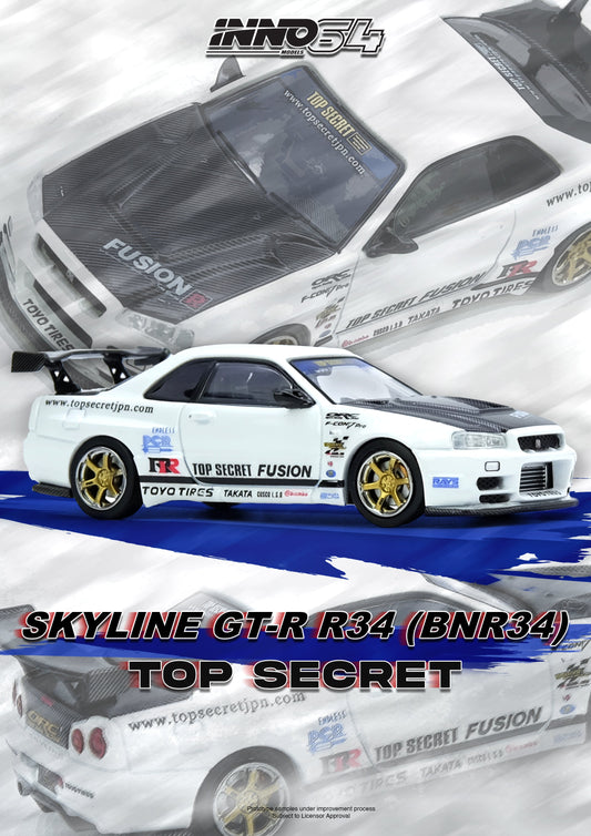 Inno64 1:64 TOP SECRET R34 GT-R White IN64-R34TS-WHI