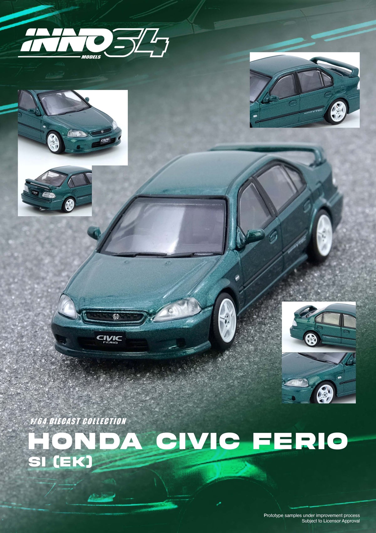 Inno64 1:64 HONDA CIVIC Ferio Si (EK) Green IN64-EKS-GREEN