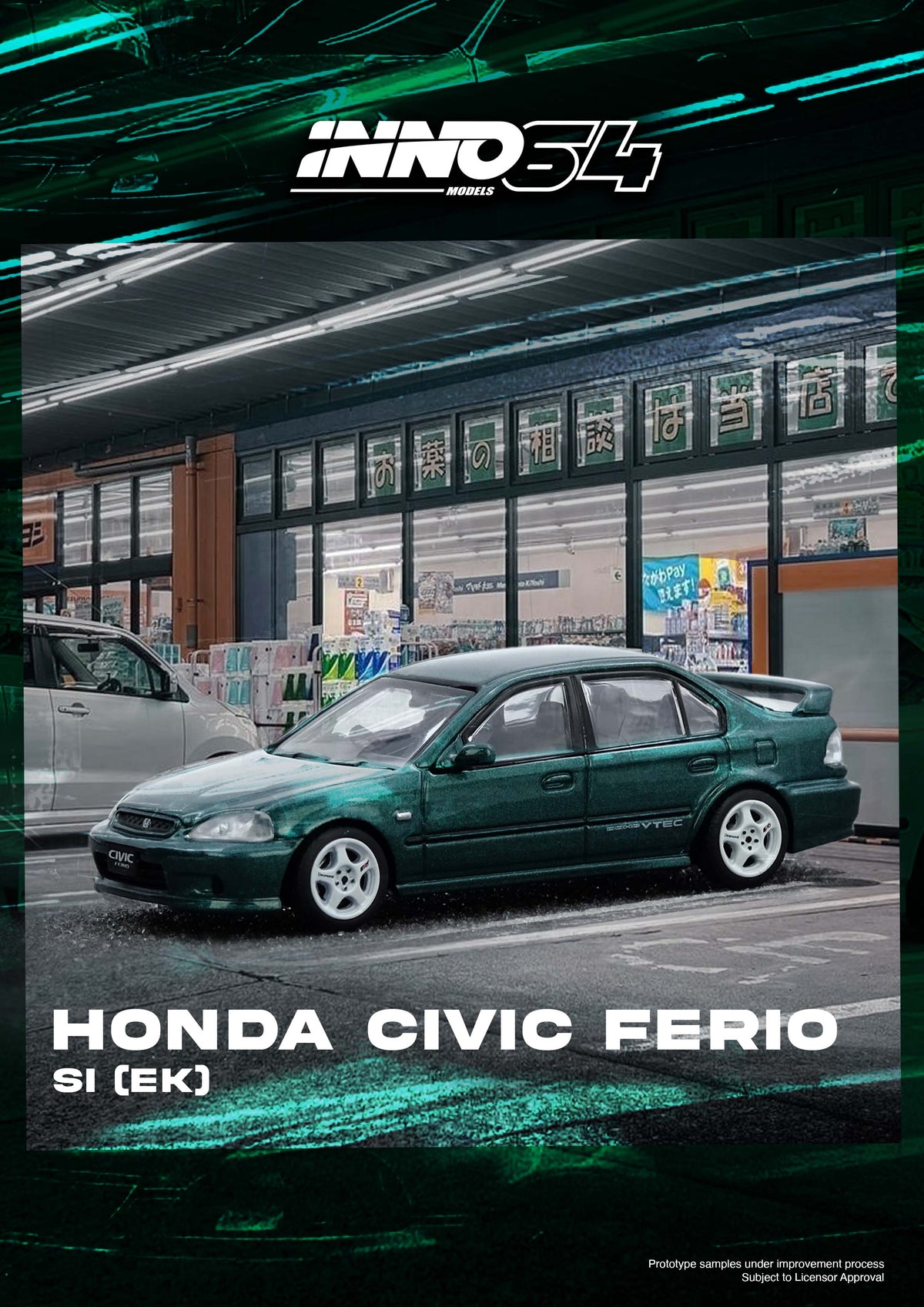 Inno64 1:64 HONDA CIVIC Ferio Si (EK) Green IN64-EKS-GREEN