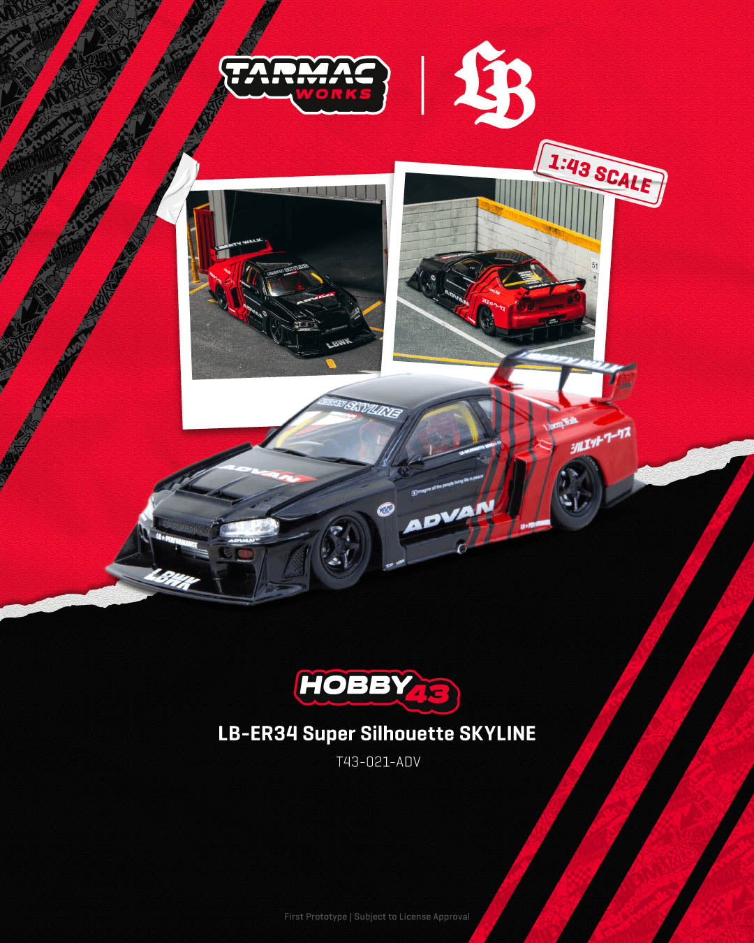 Tarmac Works 1:43 LB-ER34 Super Silhouette SKYLINE ADVAN – Black