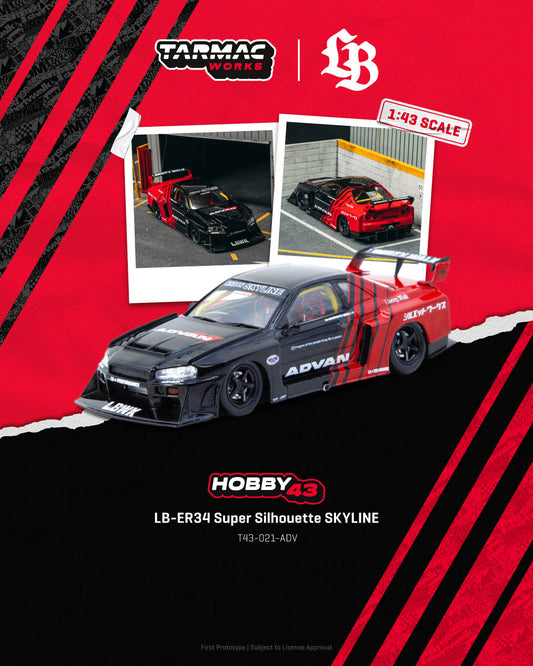Tarmac Works 1:43 LB-ER34 Super Silhouette SKYLINE ADVAN – Black