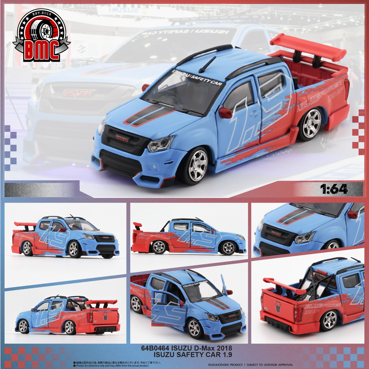 BM Creations 1:64 Isuzu D-Max 2018 - Low Rider Safty Car 1.9 -RHD 64B0464