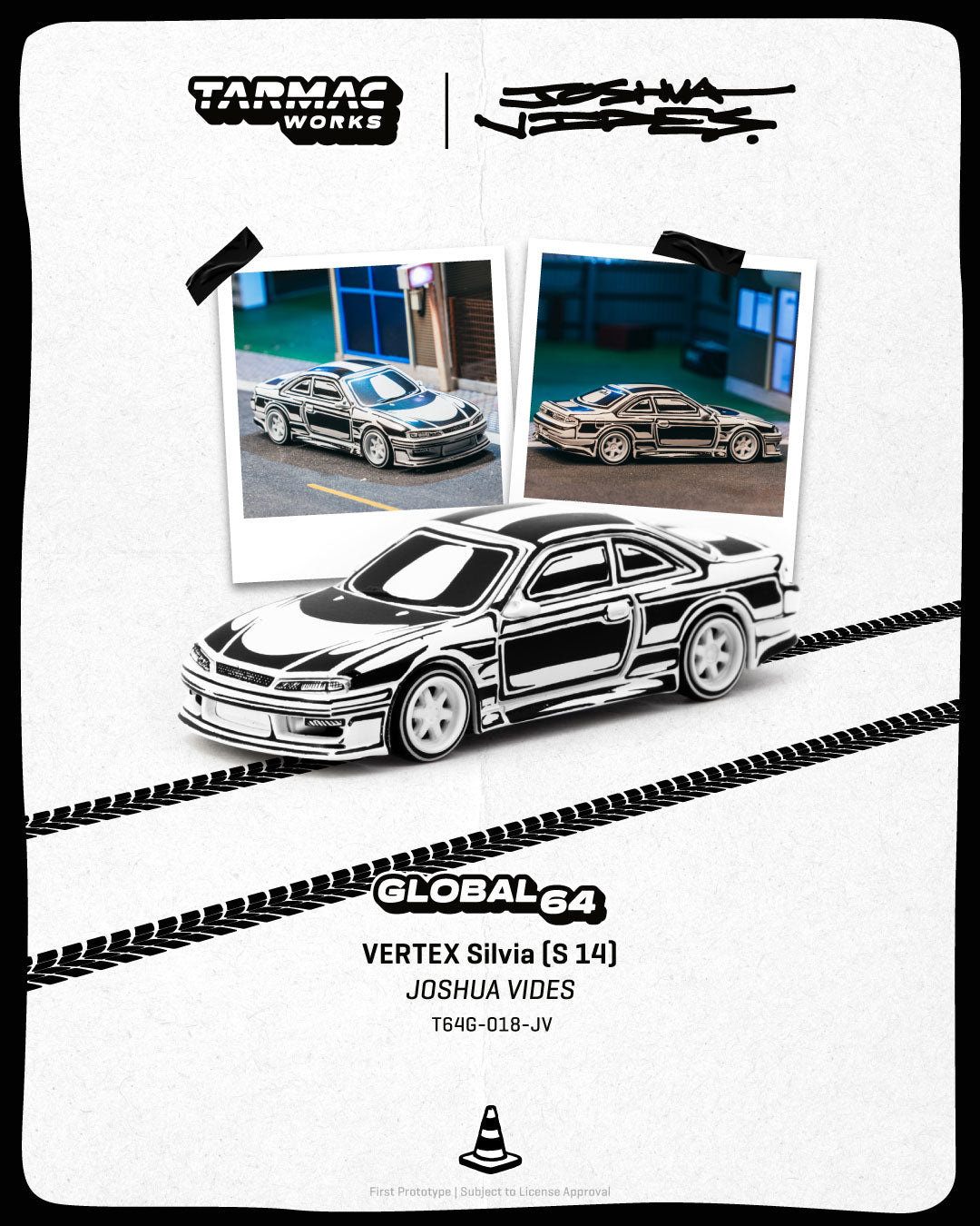 Tarmac Works 1:64 Vertex Silvia S14 – Designed by JOSHUA VIDES – Global64 T64G-018-JV