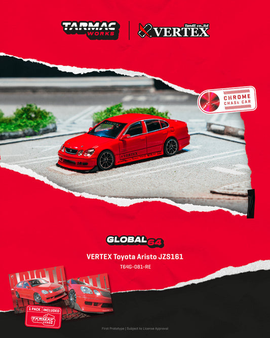 [Preorder] Tarmac Works 1:64 VERTEX Toyota Aristo JZS161 – Red- Mijo Exclusives – Global64 T64G-081-RE