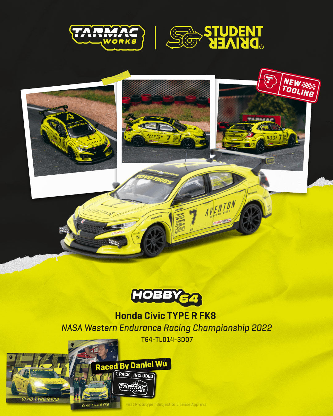 [Preorder] Tarmac Works 1:64 Honda Civic TYPE R FK8 NASA Western Endurance Racing Championship 2022 T64-TL014-SD07