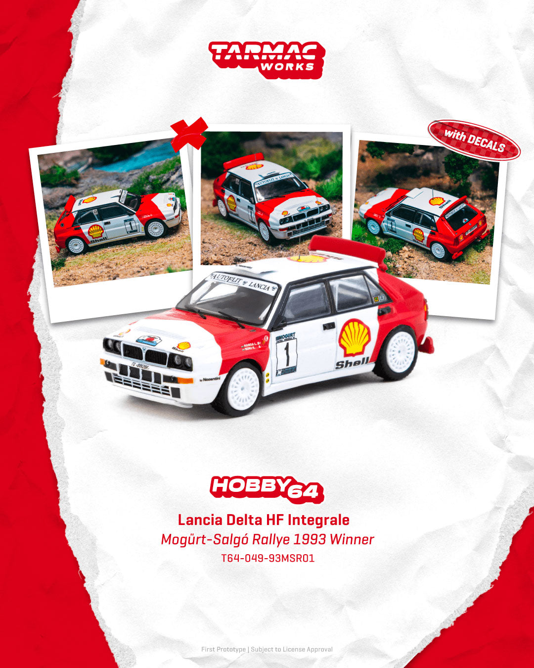 [Preorder] Tarmac Works 1:64 Lancia Delta HF Integrale Mogürt-Salgó Rallye 1993 T64-049-93MSR01
