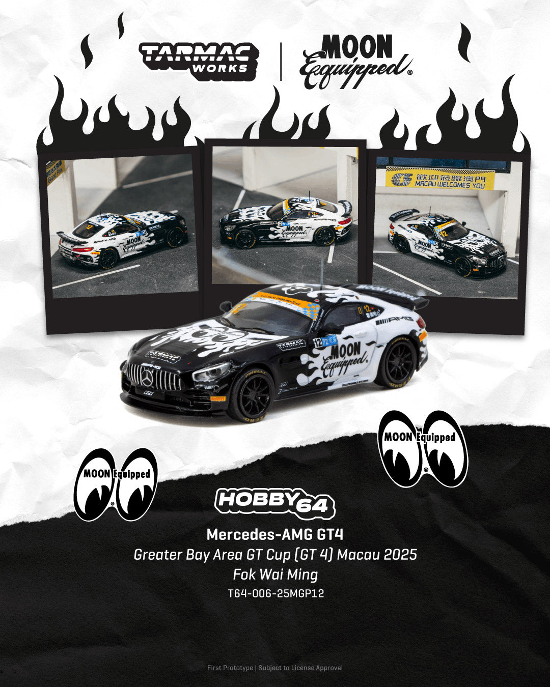 [Preorder] Tarmac Works 1:64 Mercedes-AMG GT4 Greater Bay Area GT Cup (GT 4) Macau 2025 FOK Wai Ming- Hobby64 T64-006-25MGP12
