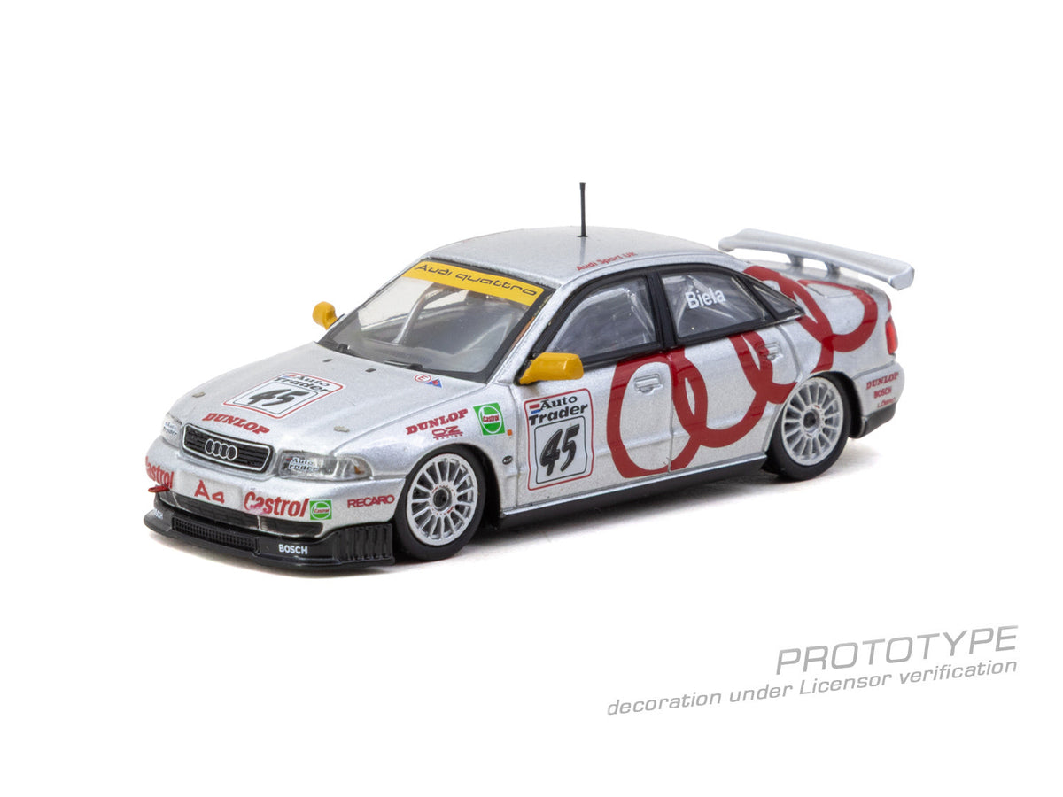 [Preorder] Tarmac Works 1:64 Audi A4 quattro BTCC 1996 Champion Frank Biela Model Car + Trading Cards Combo Set – Hobby64 T64-077-96BTC45