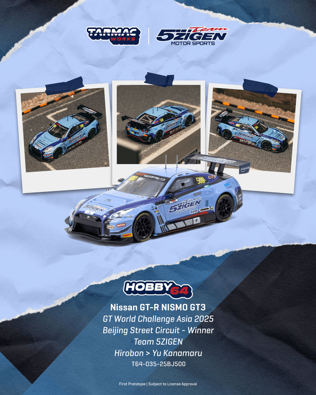 [Preorder] Tarmac Works 1:64 Nissan GT-R NISMO GT3 GT World Challenge Asia 2025 Beijing Street Circuit – Winner TEAM - Hobby64 T64-035-25BJ500