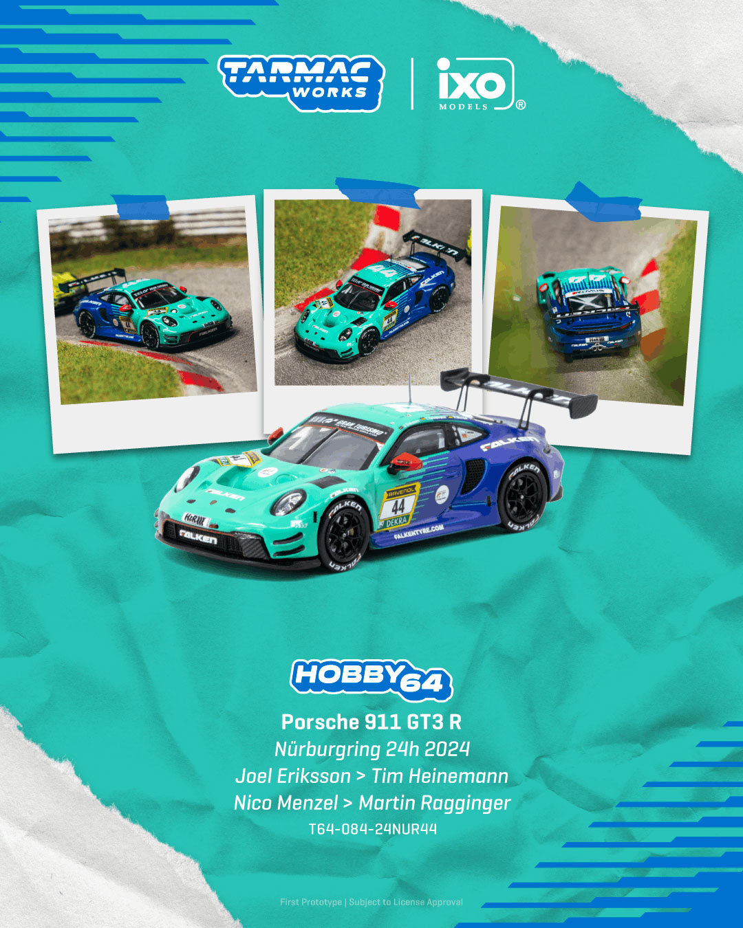[Preorder] Tarmac Works 1:64 Porsche 911 GT3 R Nürburgring 24h 2024 - Hobby64 T64-084-24NUR44