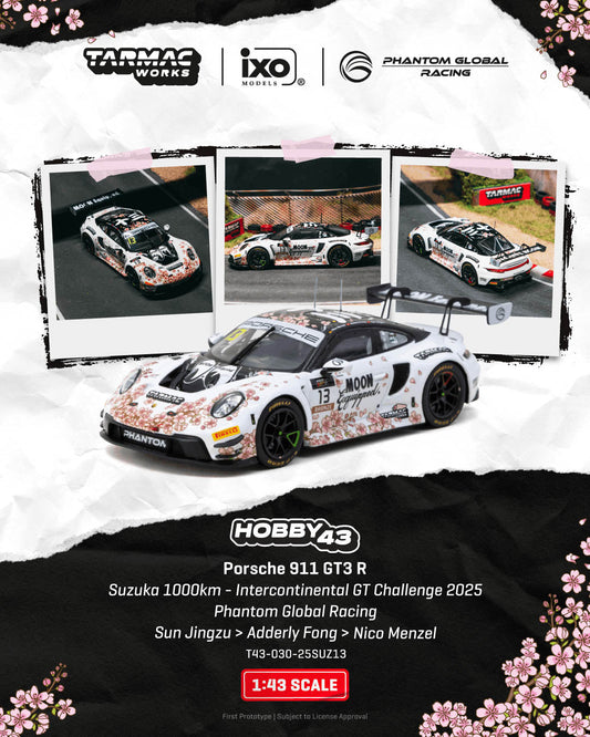 [Preorder] Tarmac Works 1:43 Porsche 911 GT3 R Suzuka 1000km – Intercontinental GT Challenge 2025 Phantom Global Racing T43-030-25SUZ13