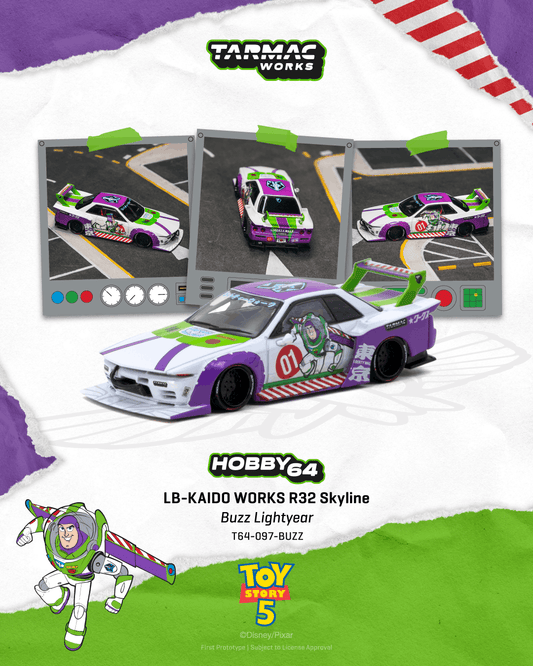 [Preorder] Tarmac Works 1:64 LB-Kaido Works R32 SKYLINE Disney Buzz Lightyear – White- Hobby64 T64-097-BUZZ