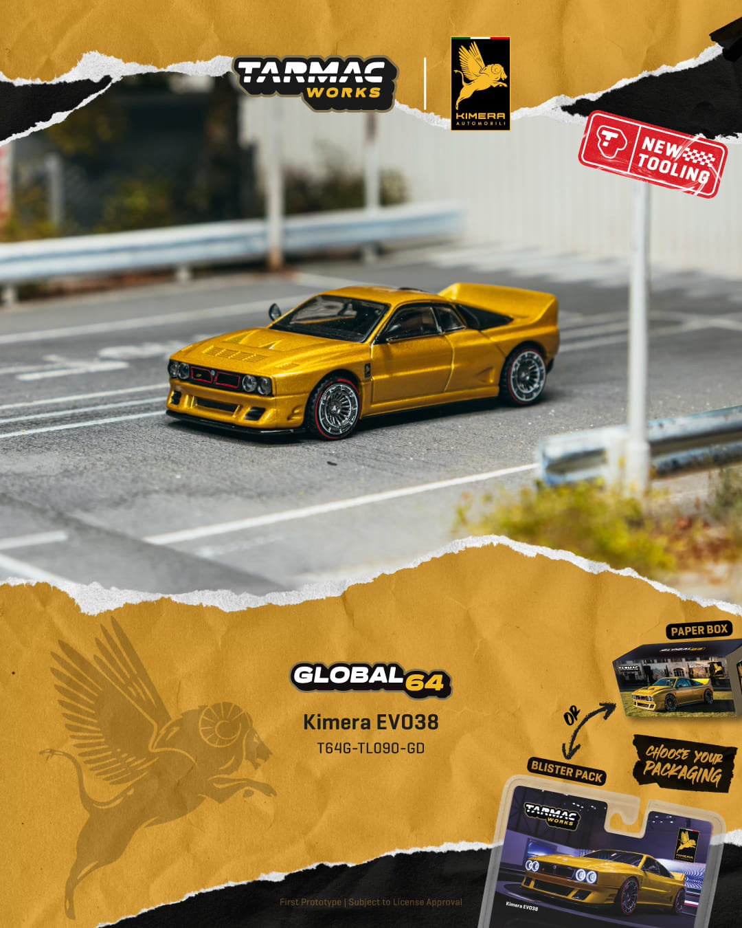 [Preorder] Tarmac Works 1:64 Kimera EVO38 Gold T64G-TL090-GD