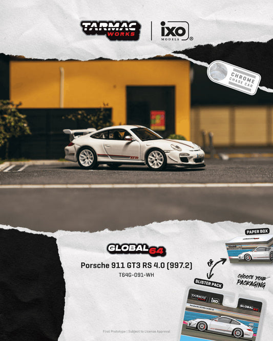 [Preorder] Tarmac Works 1:64 Porsche 911 GT3 RS 4.0 (997.2) White T64G-091-WH