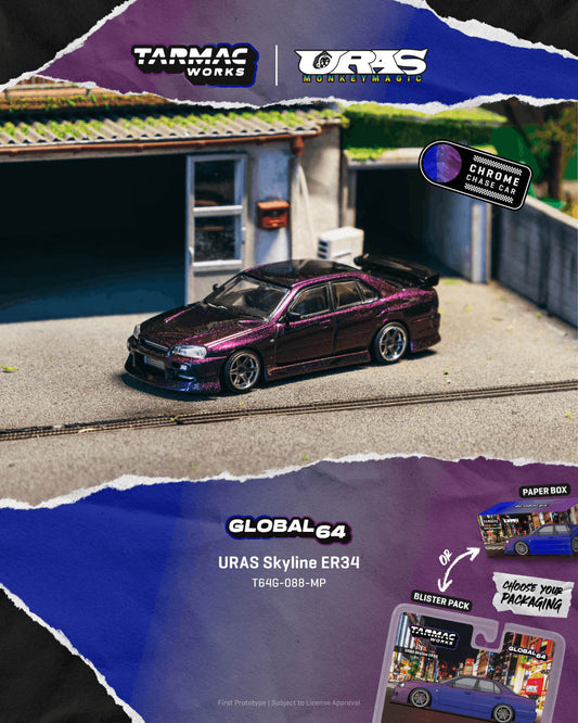[Preorder] Tarmac Works 1:64 URAS Skyline ER34 Midnight Purple T64G-088-MP