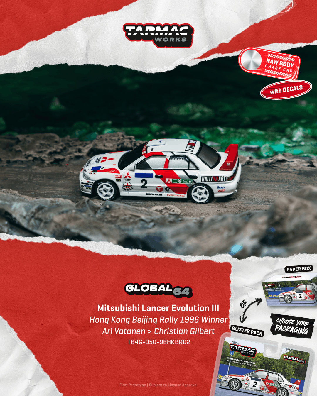 [Preorder] Tarmac Works 1:64 Mitsubishi Lancer Evolution III T64G-050-96HKBR02