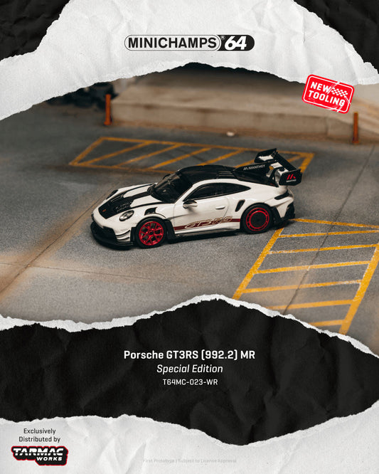 [Preorder] Tarmac Works 1:64 Porsche GT3RS (992.2) MR White Red T64MC-023-WR