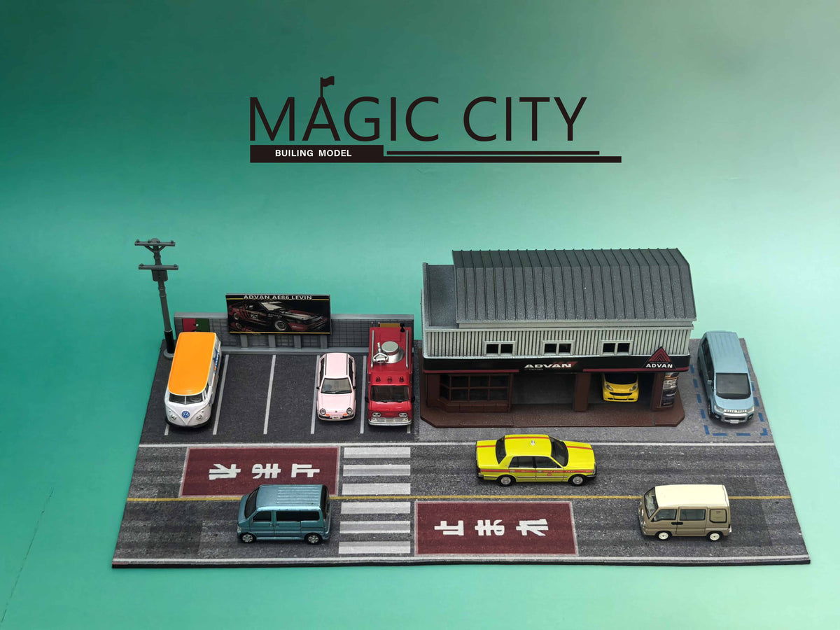 [Preorder] Magic City 1:64 Japanese ADVAN Tuning & Repair Garage Diorama 110089