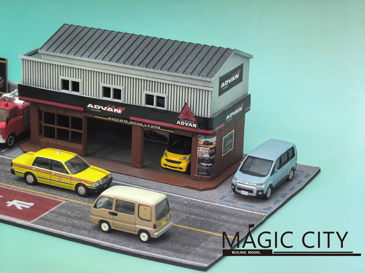 [Preorder] Magic City 1:64 Japanese ADVAN Tuning & Repair Garage Diorama 110089