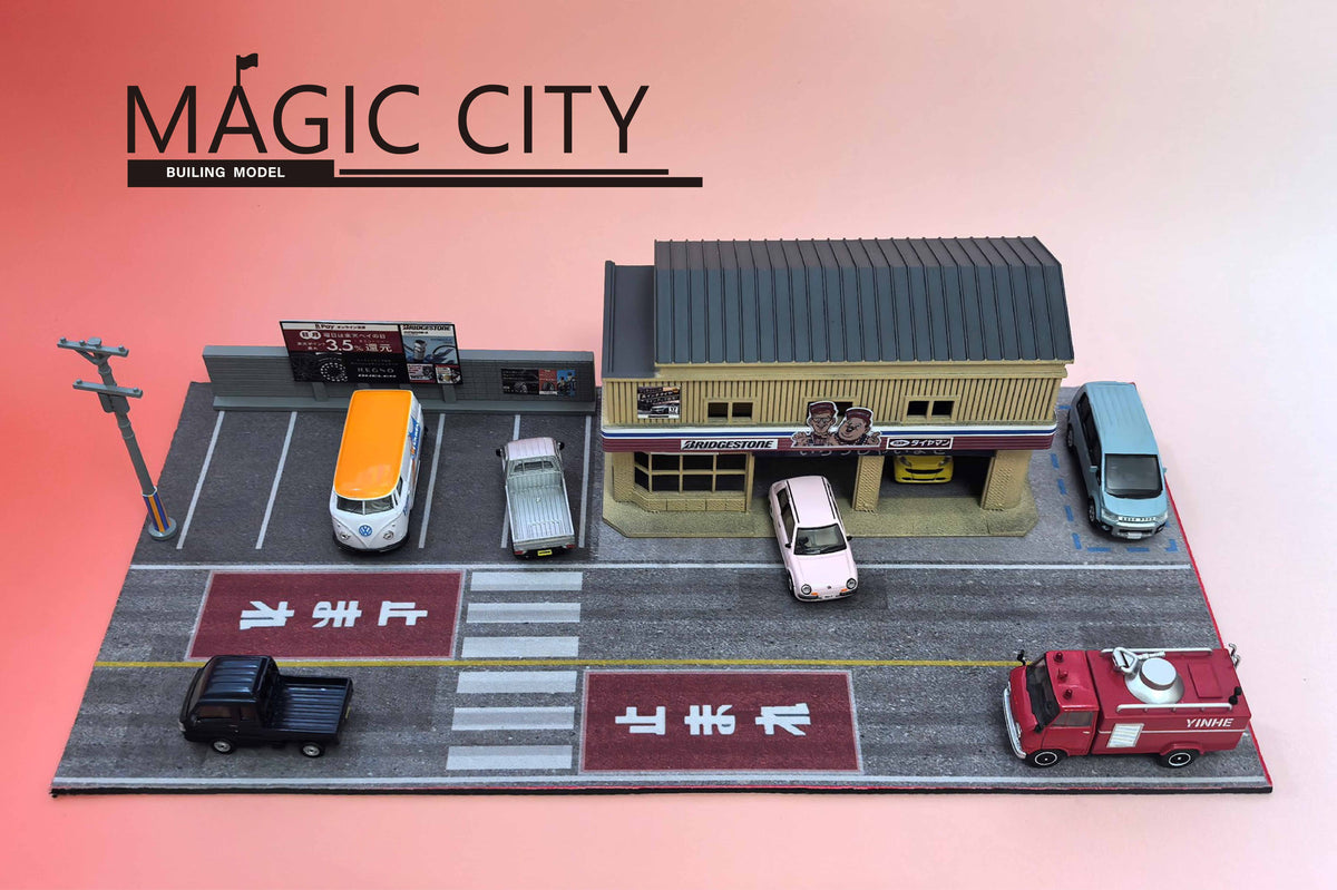 [Preorder] Magic City 1:64 Japanese Bridgestone Tire & Wheel Tuning & Repair Garage Diorama 110090