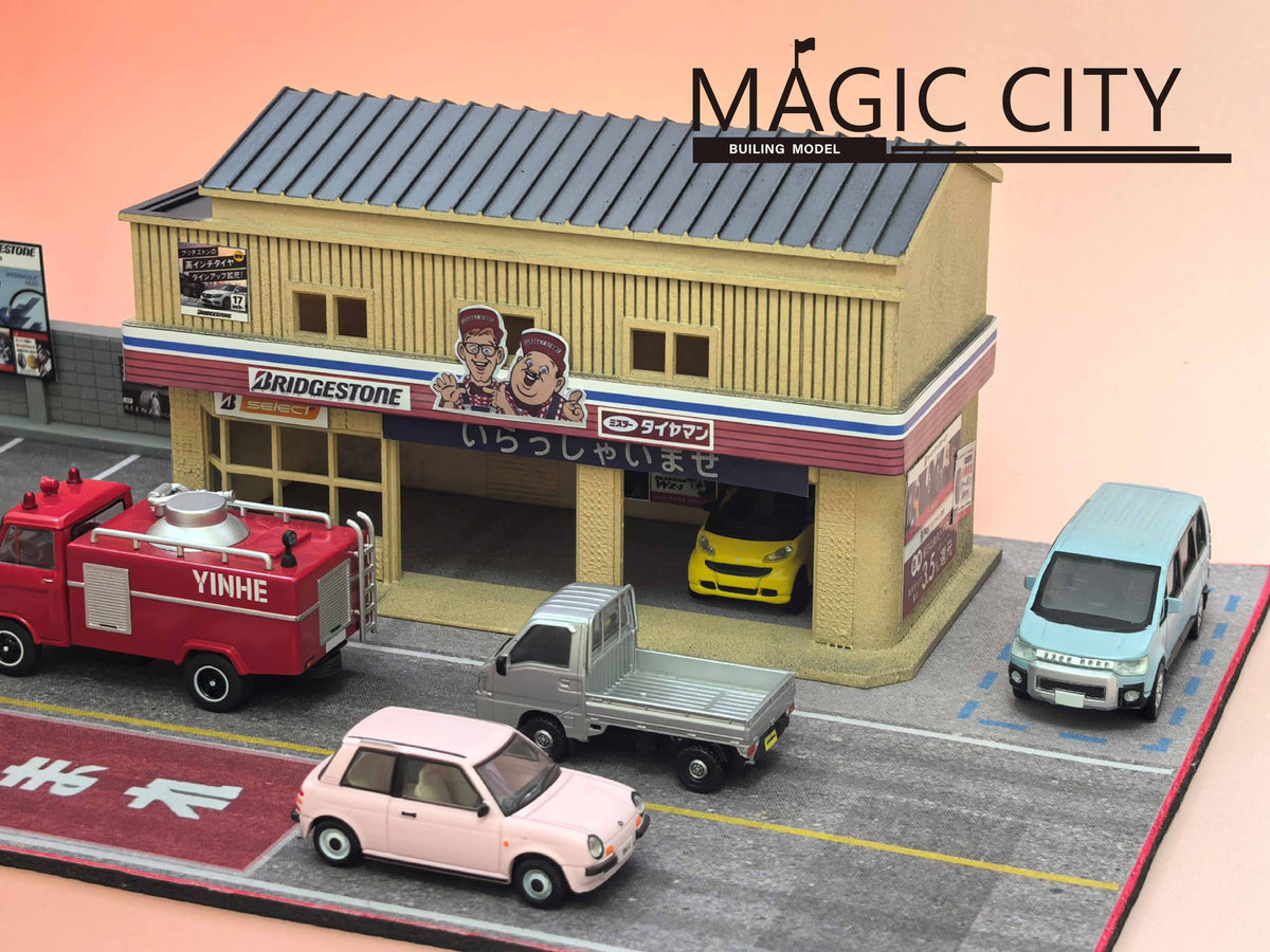 [Preorder] Magic City 1:64 Japanese Bridgestone Tire & Wheel Tuning & Repair Garage Diorama 110090