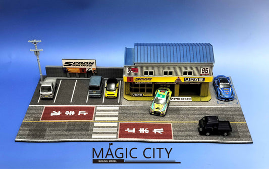 [Preorder] Magic City 1:64 Japanese SPOON Tuning & Repair Garage Diorama 110091