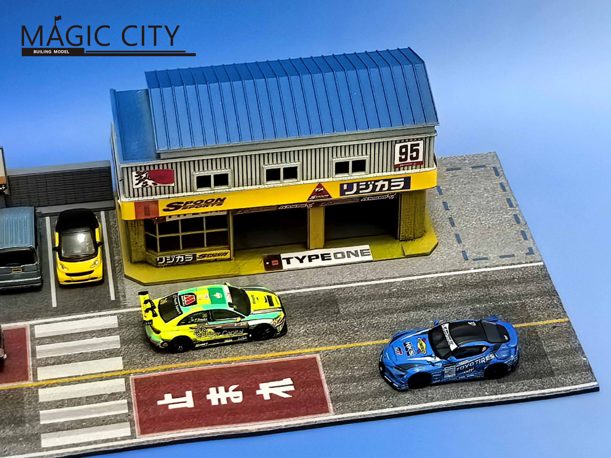 [Preorder] Magic City 1:64 Japanese SPOON Tuning & Repair Garage Diorama 110091
