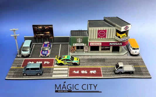 [Preorder] Magic City 1:64 Japanese NISSAN Tuning Shop & Starbucks Diorama 110093