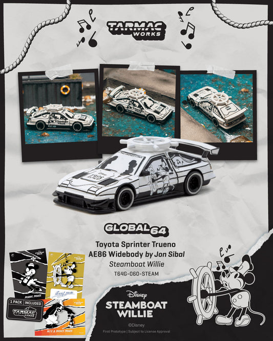 [Preorder] Tarmac Works 1:64 Toyota Sprinter Trueno AE86 Widebody by Jon Sibal T64G-060-STEAM