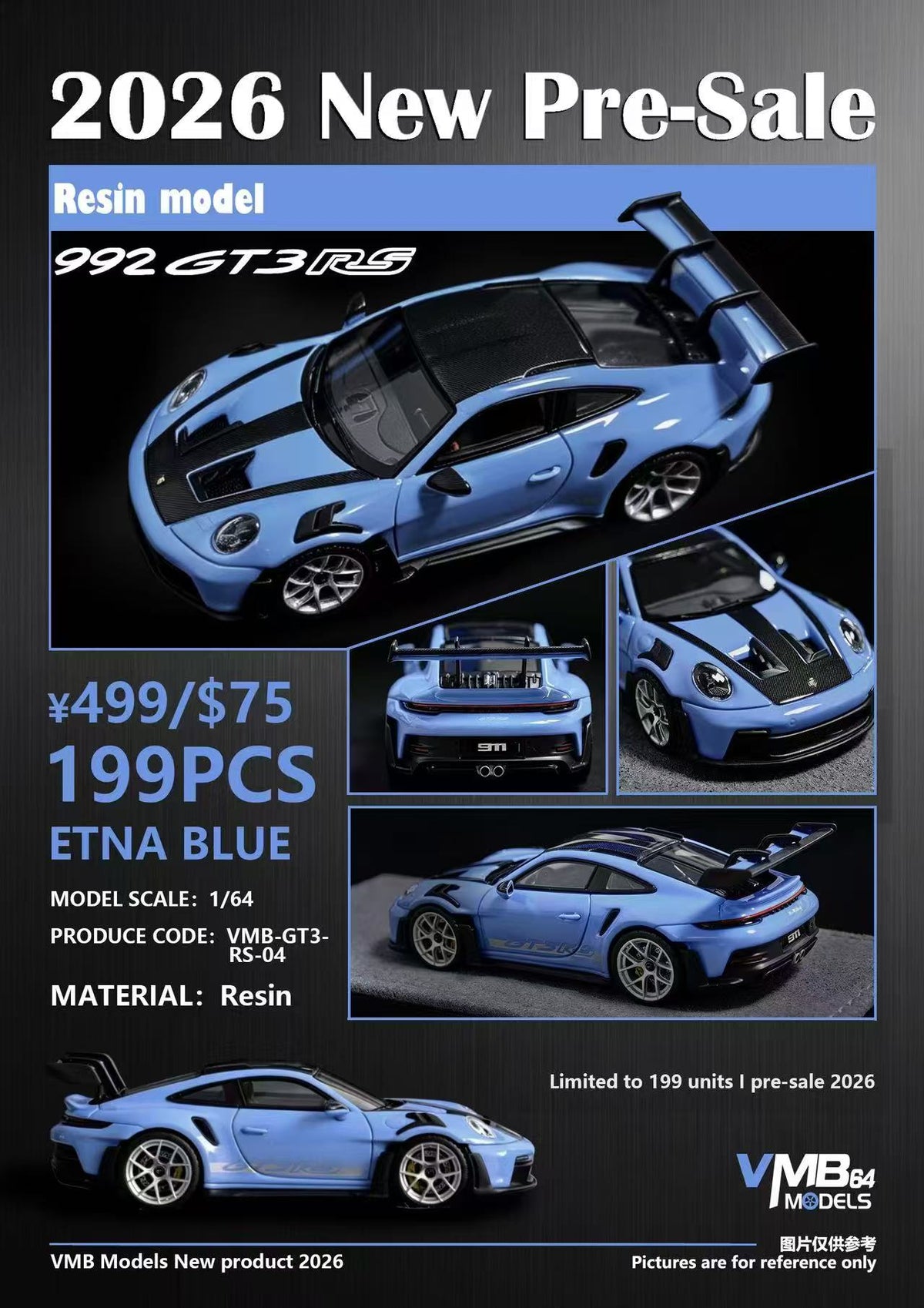 [Preorder] VMB 1:64 Porsche 992 GT3 RS (2 Colours) VMB-GT3-RS-04/VMB-GT3-RS-05