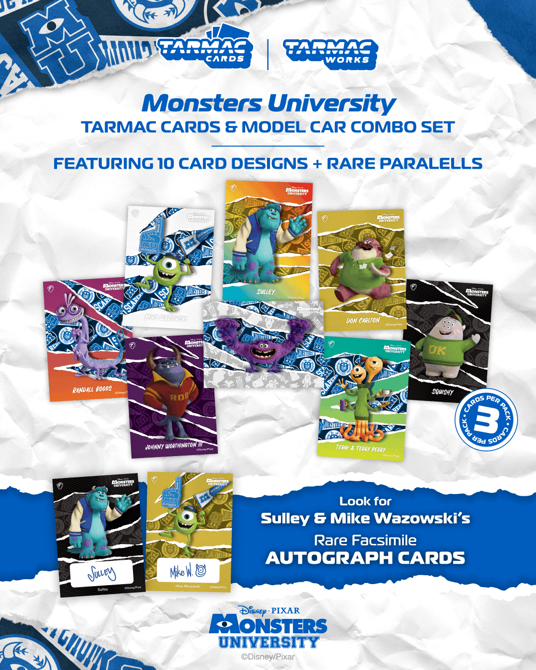[Preorder] Tarmac Works 1:64 Toyota Hiace Widebody Monsters University Model Car + Tarmac Cards Combo Set T64-038-MI