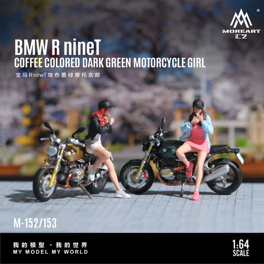 MoreArt 1:64 BMW R nineT Coffee Coloured Dark Green Motorcycle Girl