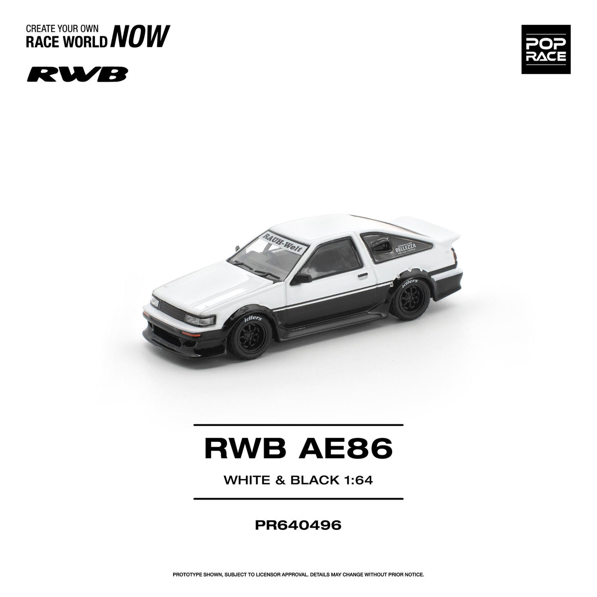 [Preorder] POPRACE 1:64 Toyota RWB AE86 WHITE BLACK PR640496