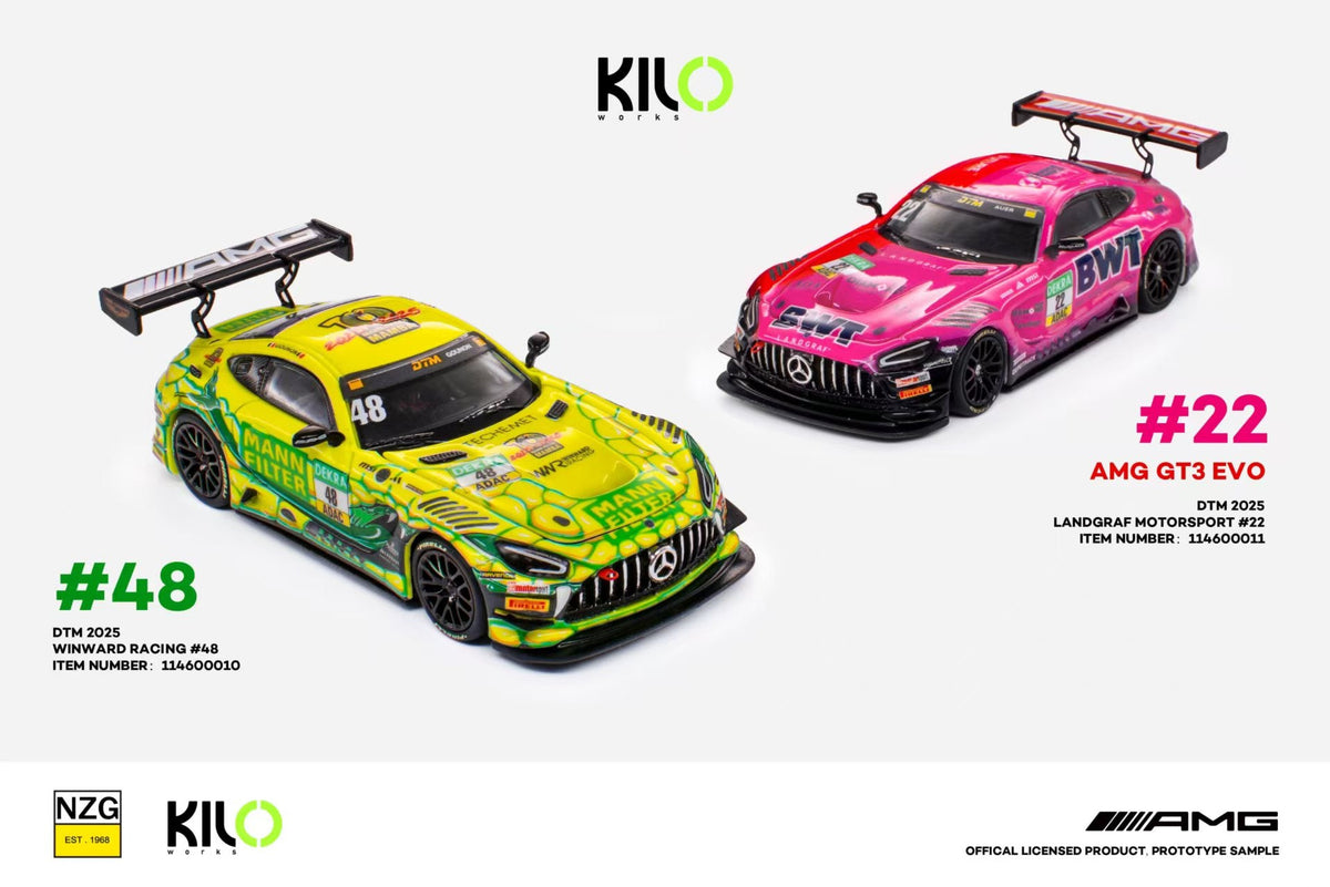 [Preorder] KILO works 1:64 Mercedes AMG GT3 EVO DTM 2025 (2 Colours) 114600010/114600011