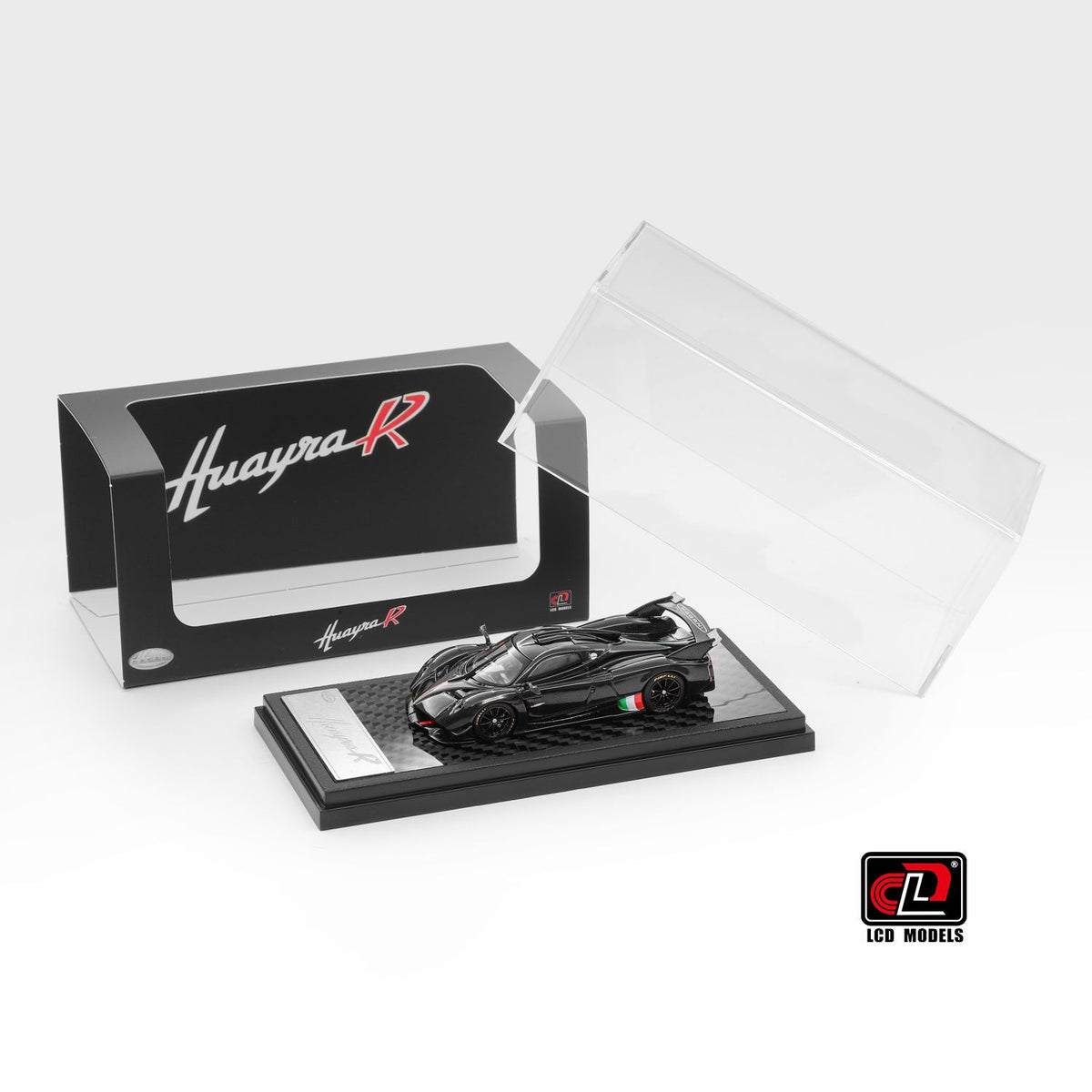 [Preorder] LCD 1:64 Pagani Huayra R Carbon Black with Italian flag LCD64028-CBI