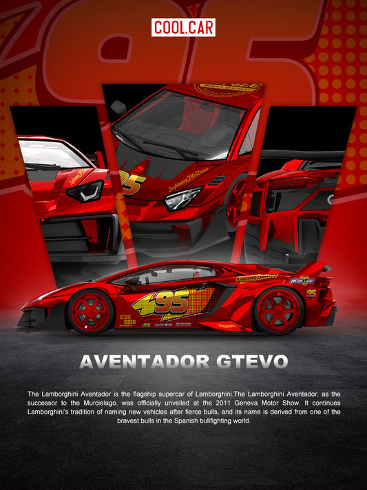 [Preorder] Cool Car 1:64 Lamborghini AVENTADOR GTEVO Lighting Mcqueen Metallic red CC643832