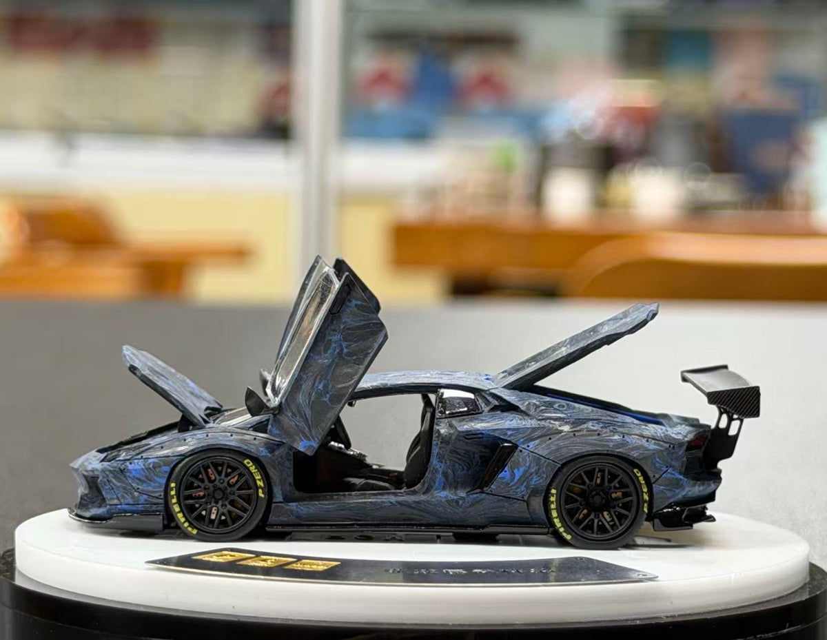 PGM 1:64 Lamborghini LB700 Blue Carbon Real Carbon