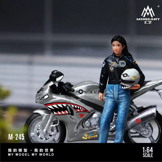 [Preorder] MoreArt 1:64 Shark Mouth Painted Leather Female Rider MO222245