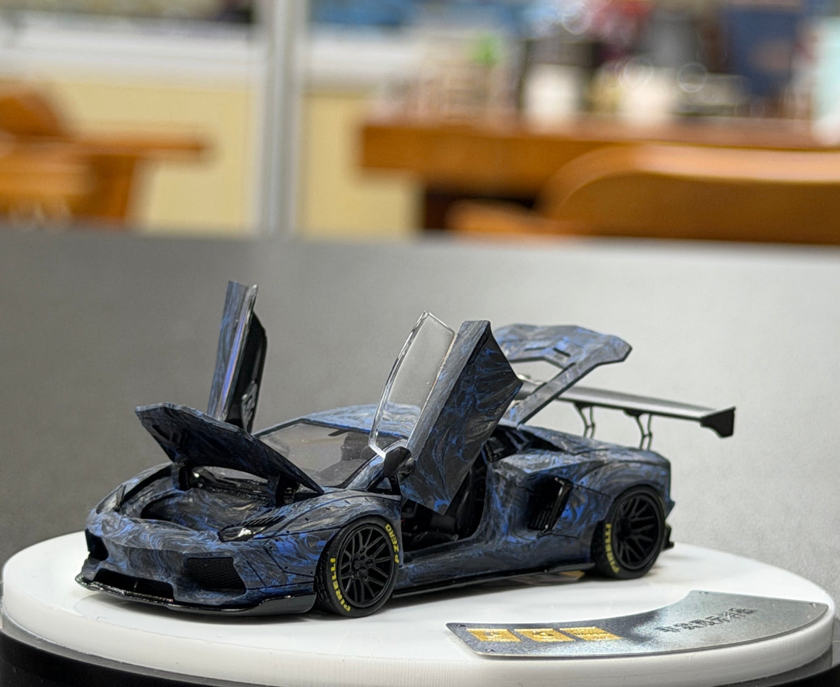 PGM 1:64 Lamborghini LB700 Blue Carbon Real Carbon