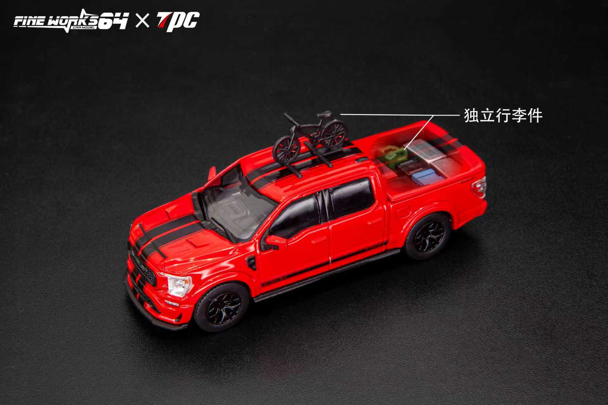 Fine Works64 x TPC 1:64 Ford Shelby Pickup Truck F150 Red Stripes