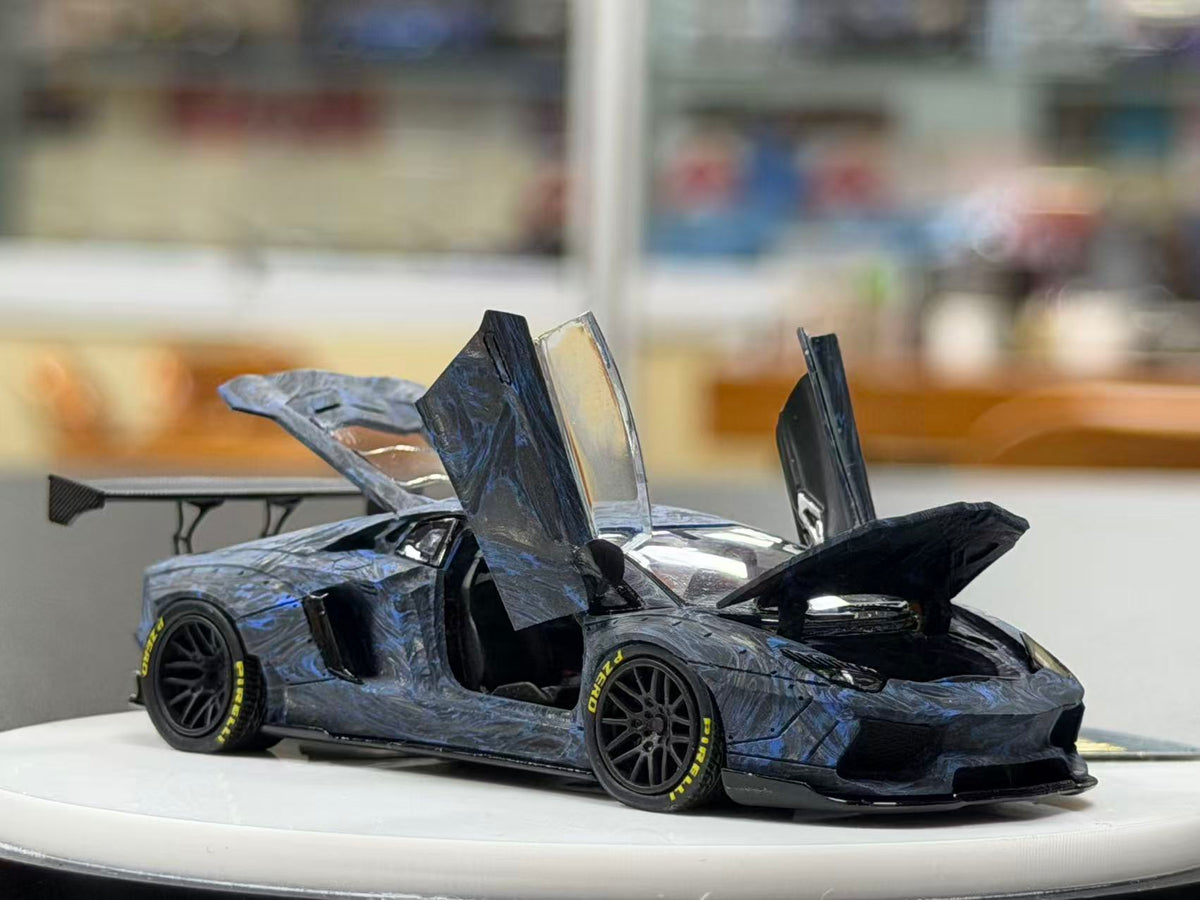 PGM 1:64 Lamborghini LB700 Blue Carbon Real Carbon