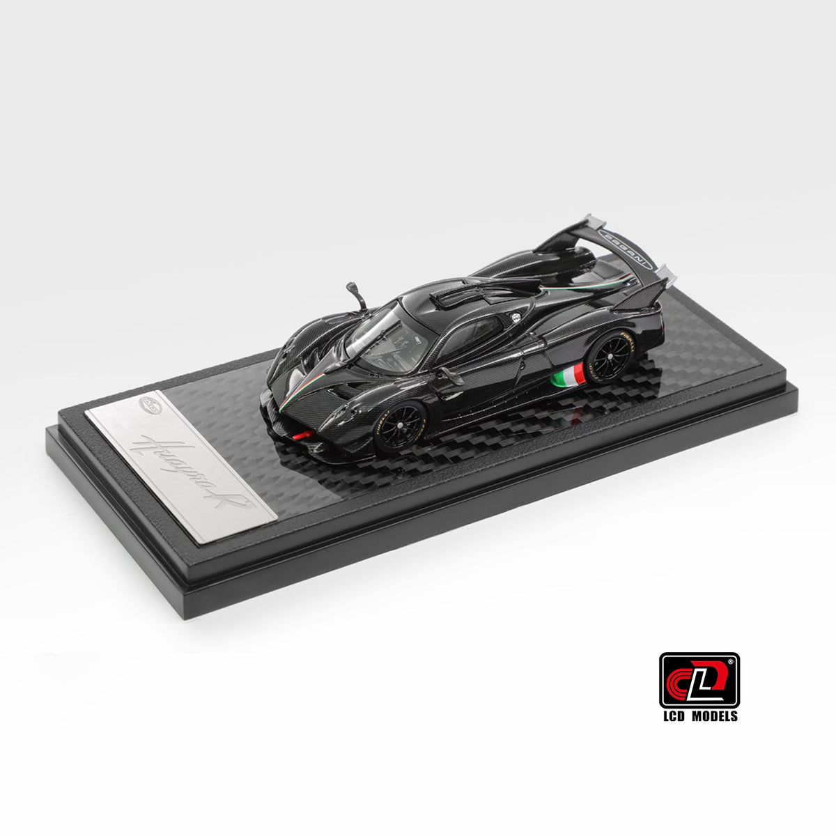 [Preorder] LCD 1:64 Pagani Huayra R Carbon Black with Italian flag LCD64028-CBI