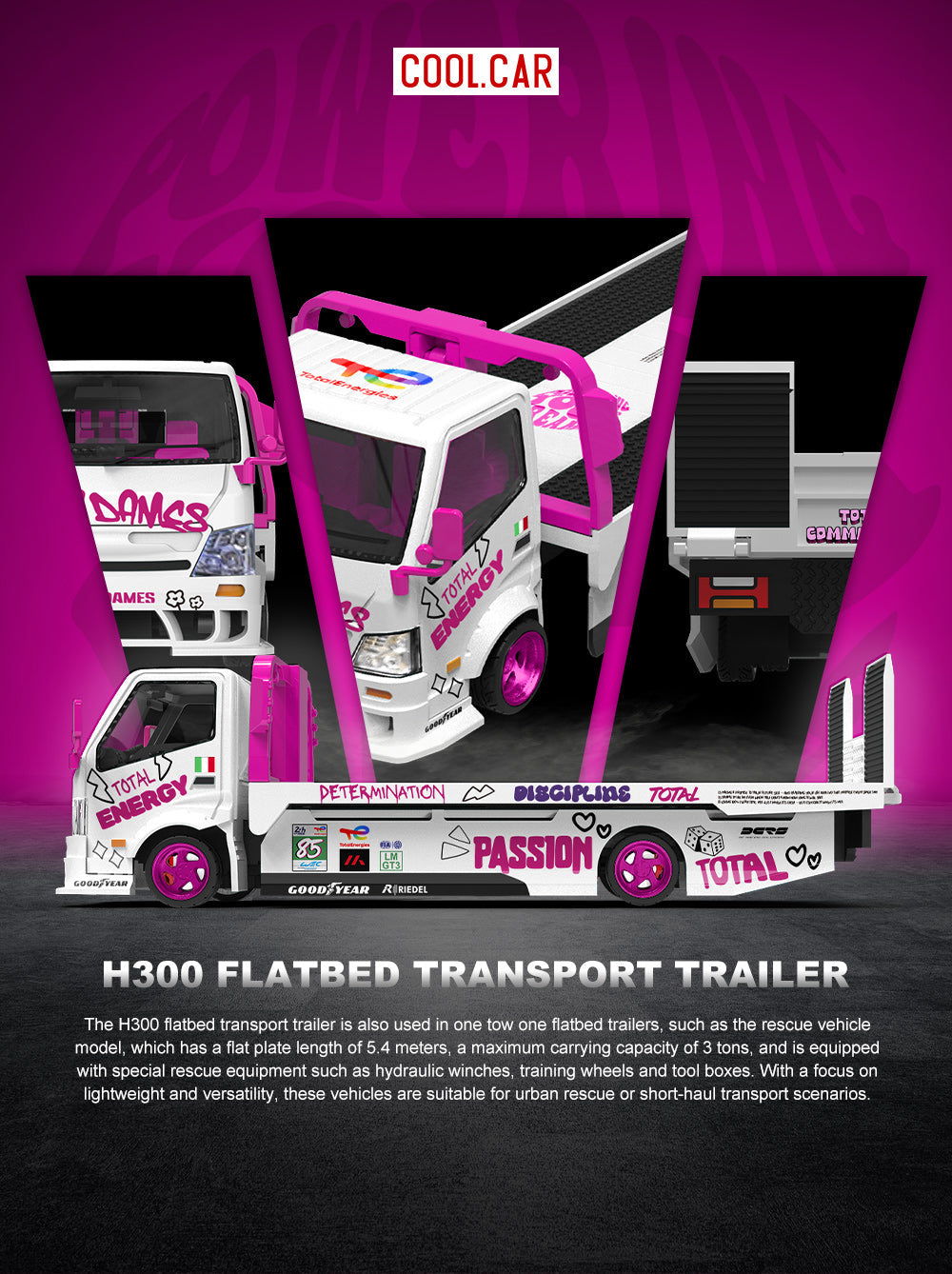 [Preorder] Cool Car 1:64 Hino H300 FLATBED TRANSPORT TRAILER CC647230