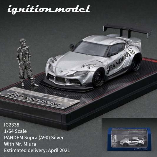 Ignition Model 1:64 PANDEM Toyota Supra Silver w/ Mr. Miura Figure IG2338