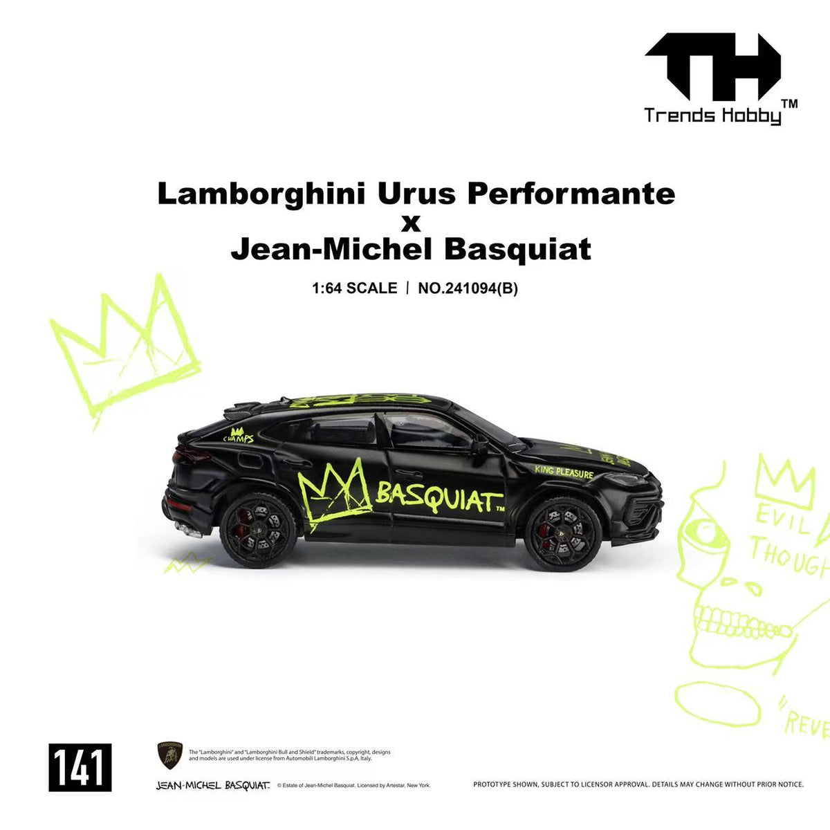 [Preorder] Trends Hobby 1:64 Lamborghini Urus Performante x Jean-Michel Basquiat Black 241094(B)