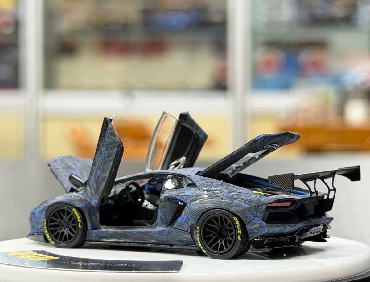PGM 1:64 Lamborghini LB700 Blue Carbon Real Carbon