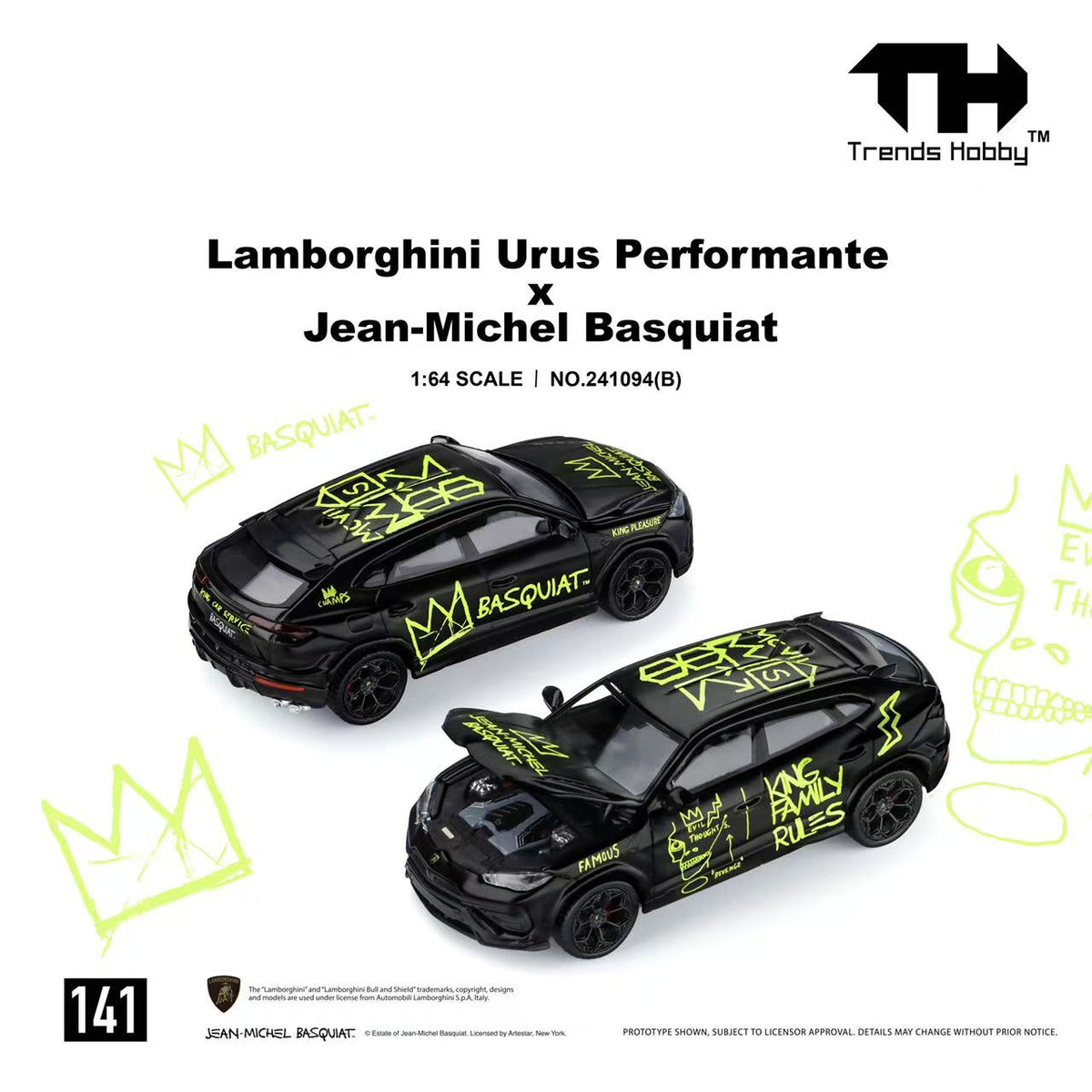 [Preorder] Trends Hobby 1:64 Lamborghini Urus Performante x Jean-Michel Basquiat Black 241094(B)