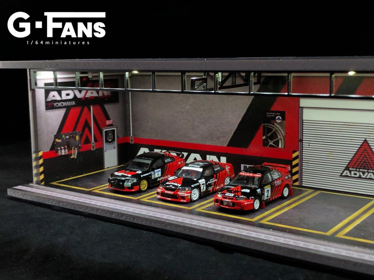 G.Fans 1:64 Garage Diorama with LED (Advan Theme) 710008