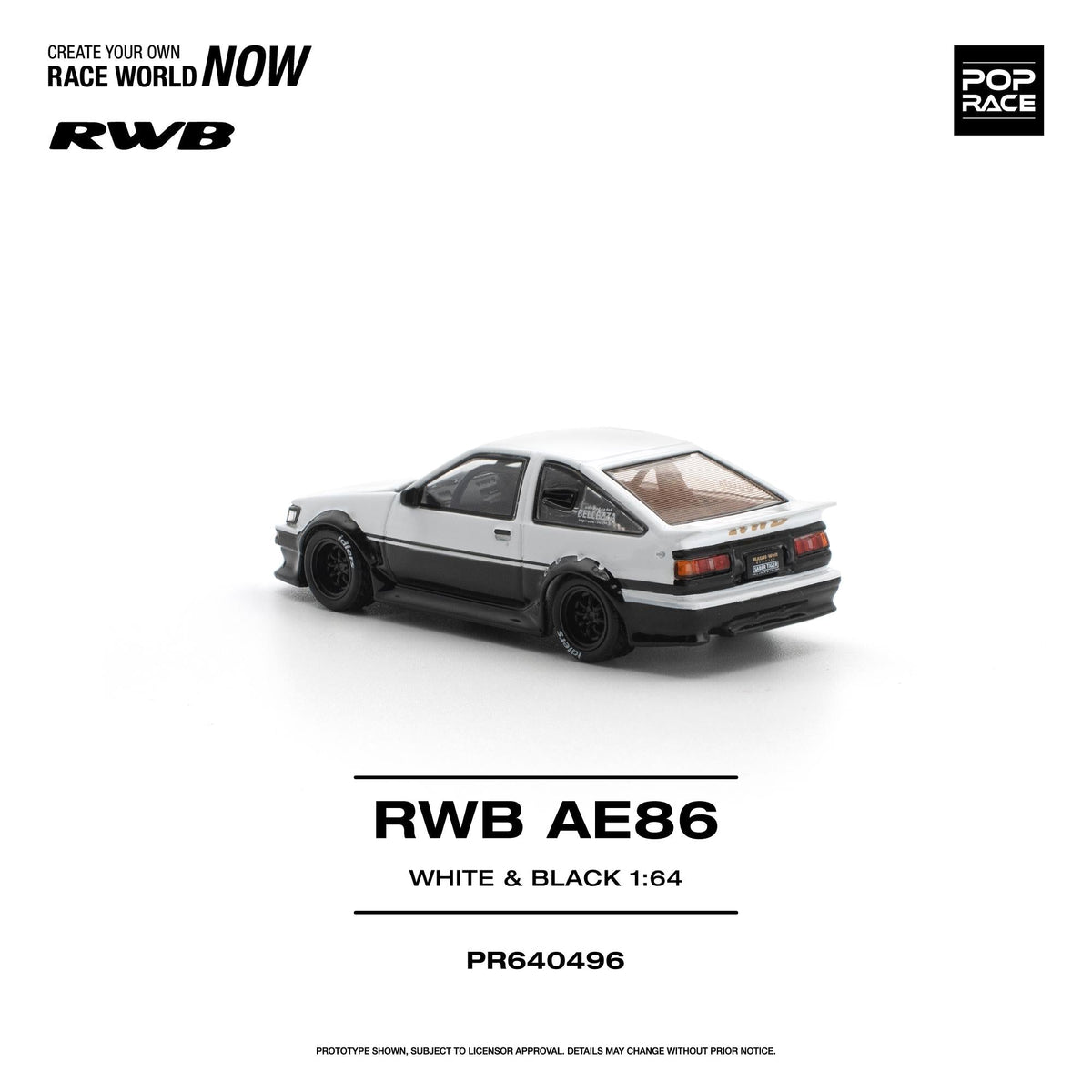 [Preorder] POPRACE 1:64 Toyota RWB AE86 WHITE BLACK PR640496